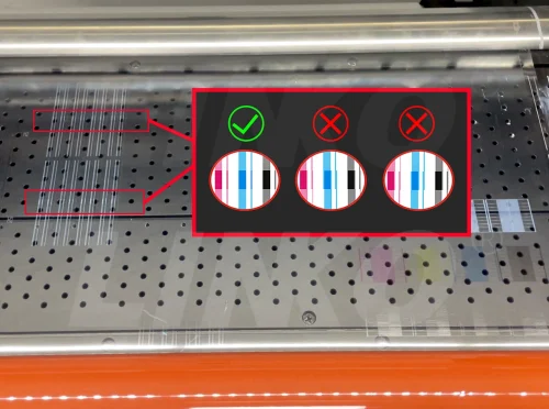 Motif de test d'étalonnage de l'angle de la tête d'impression